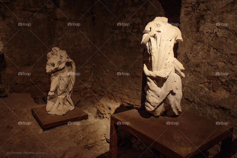 Marble sculptures inside a cave