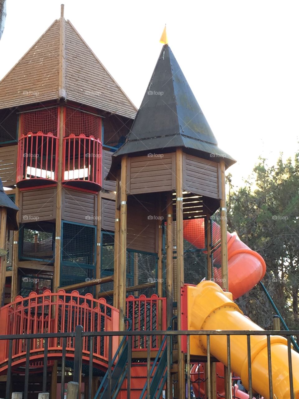 Big colorful play structure in park