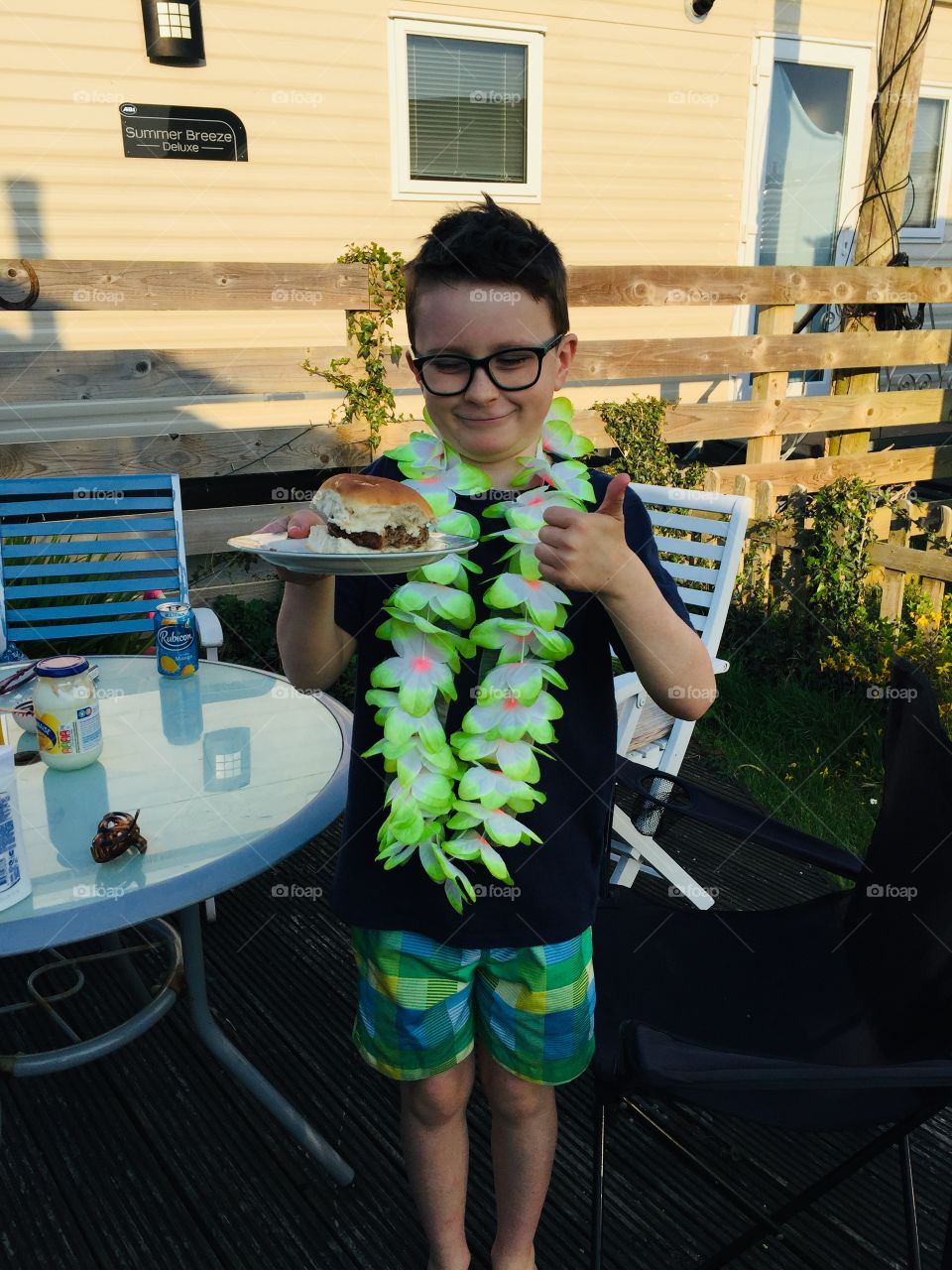 Boy at a barbecue