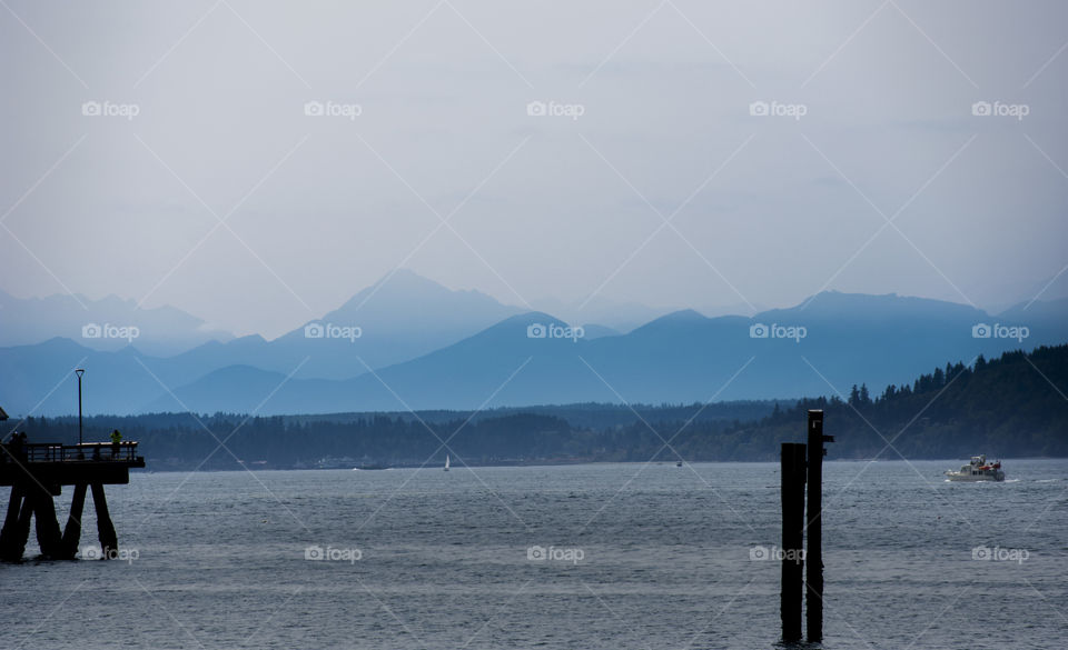 The Olympic mountains over the Puget sound 
