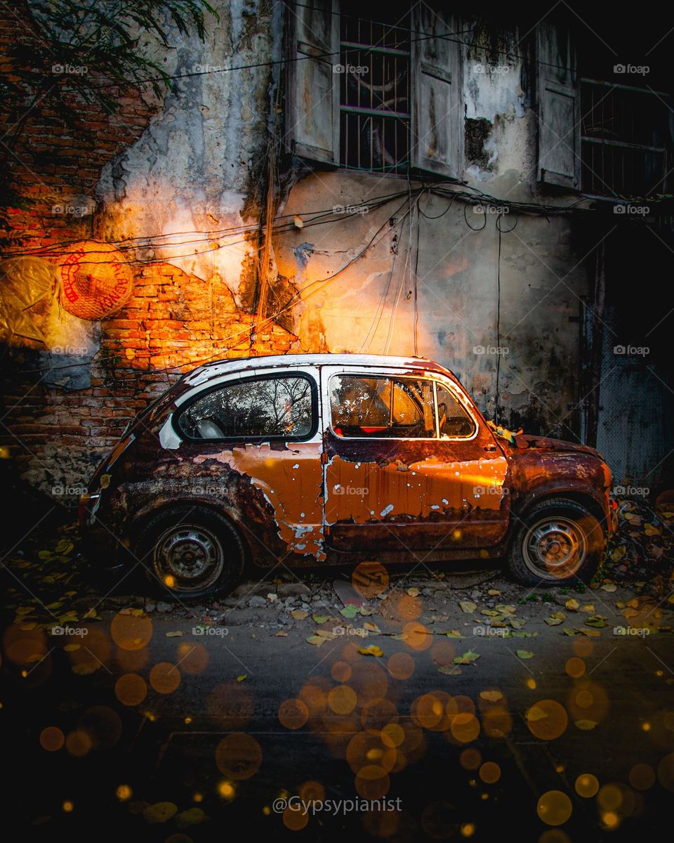 Old car in Talat Noi, Bangkok