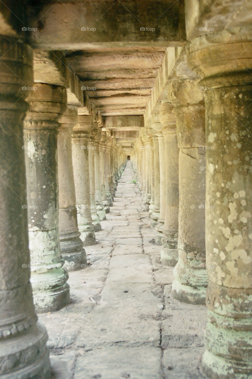 walkway pillar cambodia angkor wat by bissonsc01