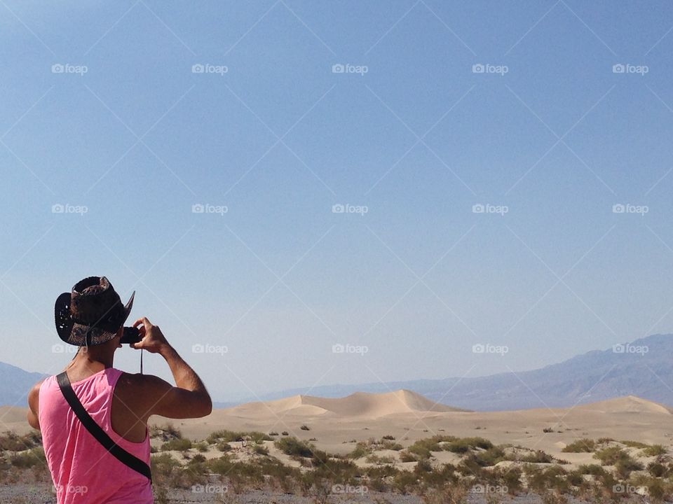 Man looks  forward in the Desert 