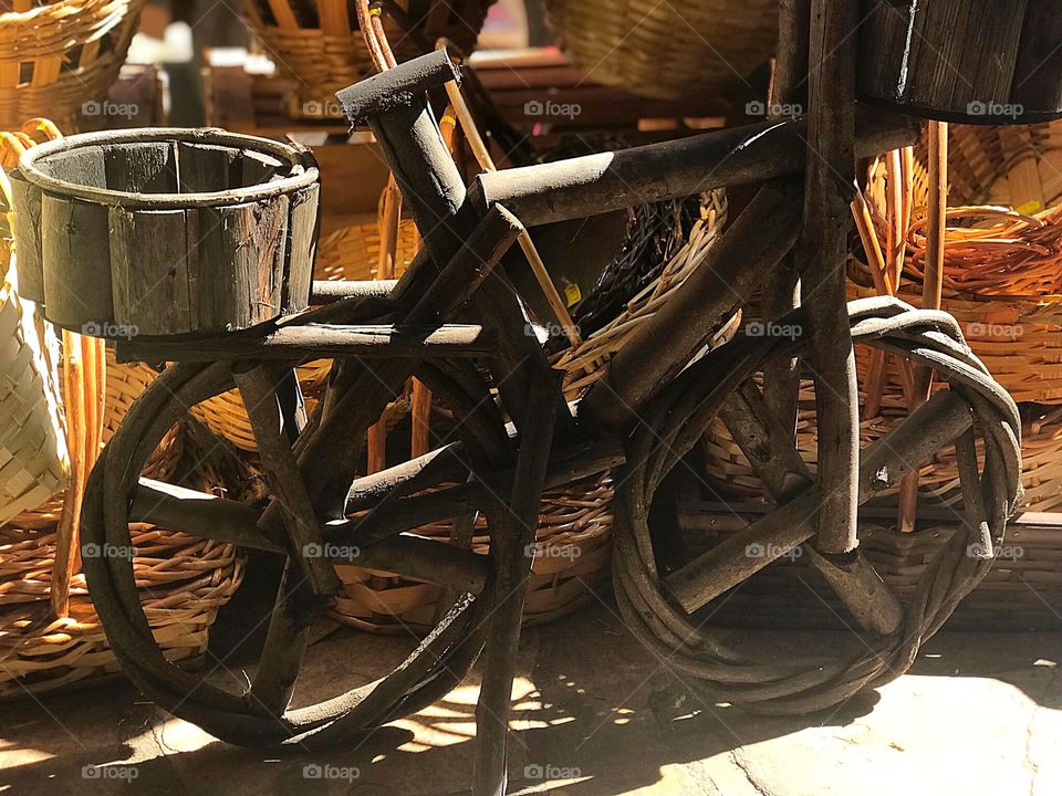 Wooden bike in handicrafts fair in Taguatinga - Brasilia / Distrito Federal - Brazil