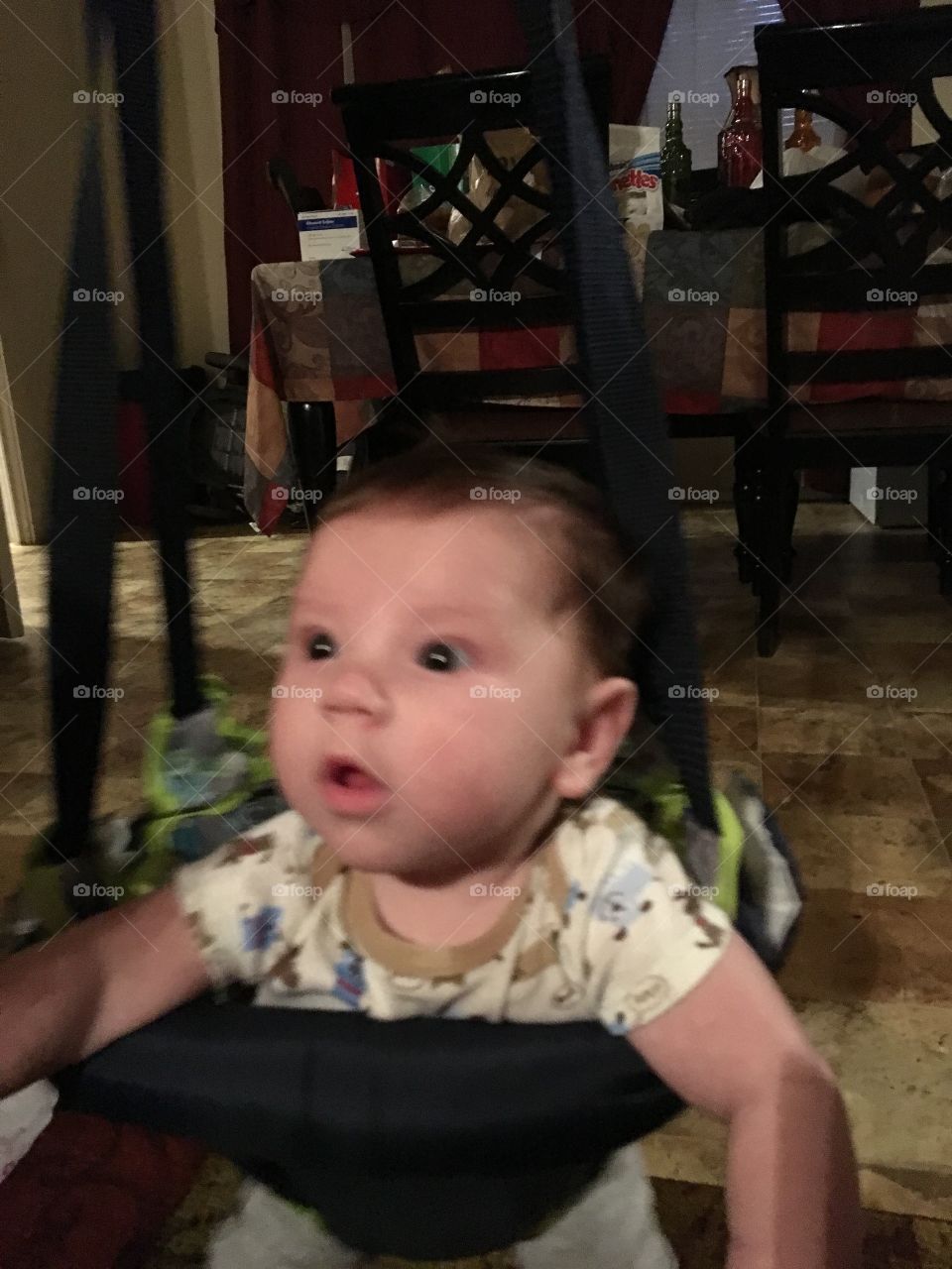 My grandson in his bouncer❤️
