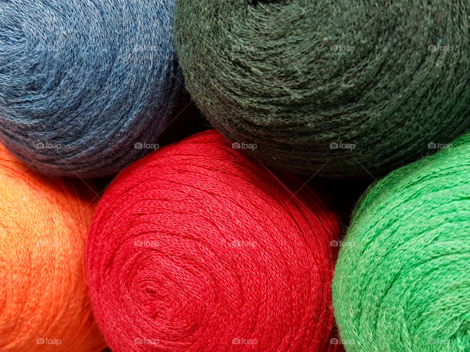 multicolored balls of yarn.  bright world of creativity!