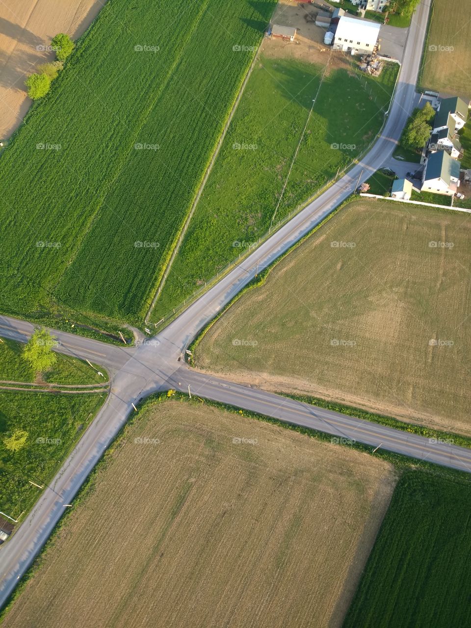 View of an intersection from a hot air balloon