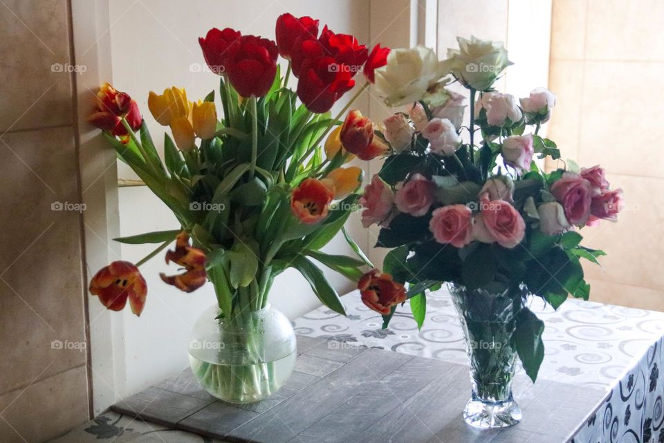 Spring floweres in a vase