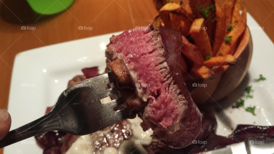 raw steak slice. dinner