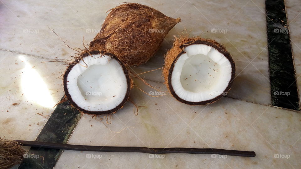 Coconut on floor
