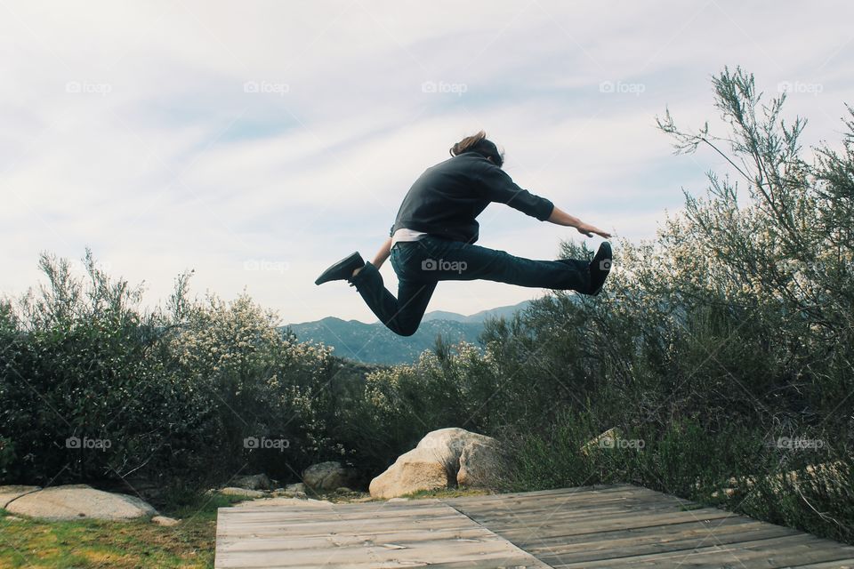 A man jumping in air