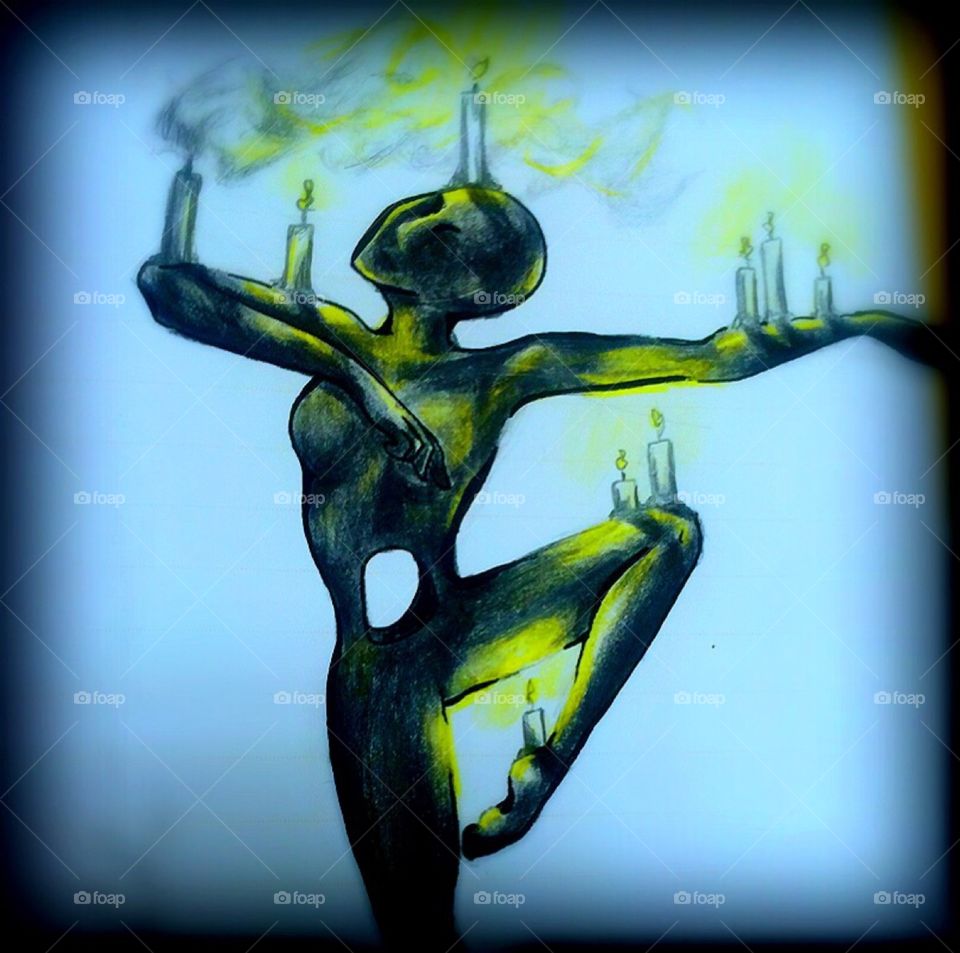 "Holding onto hope" another drawing using ink colored pencils and water. From my book. 