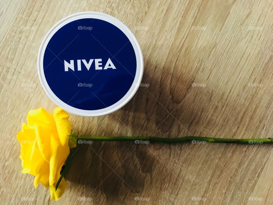 Nivea and yellow rose