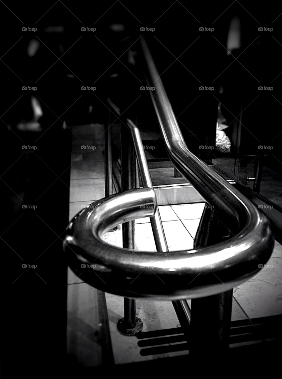 shiny metallic handrail greyscale by stevehardley7
