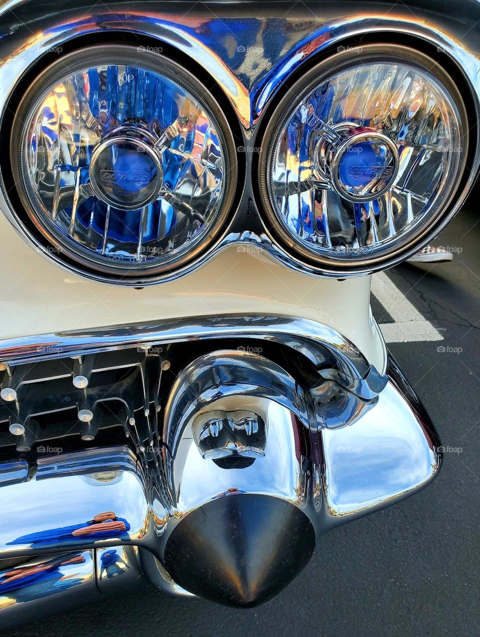 A beautiful 1950's Cadillac features futuristic shapes and lots of chrome