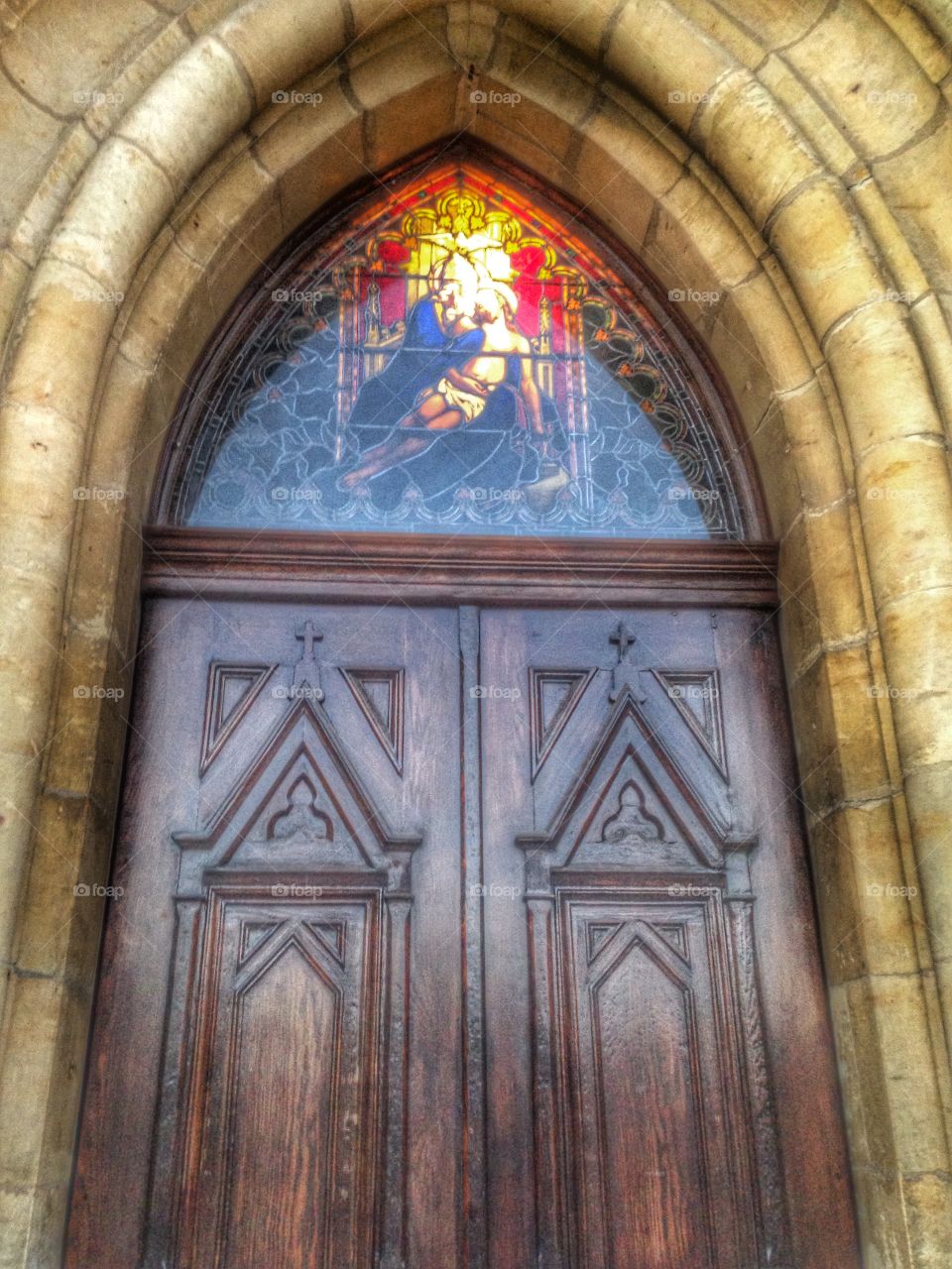 Aged to perfection . Stained glass window at St. Joseph Catholic Church in San Antonio 