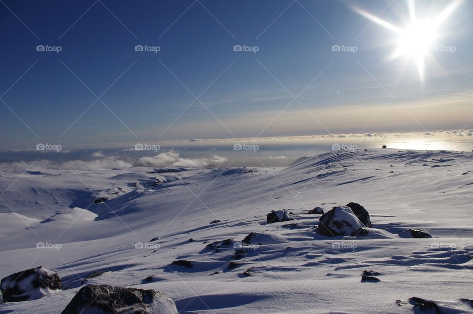 Beautiful Snow on top of a Volcano 