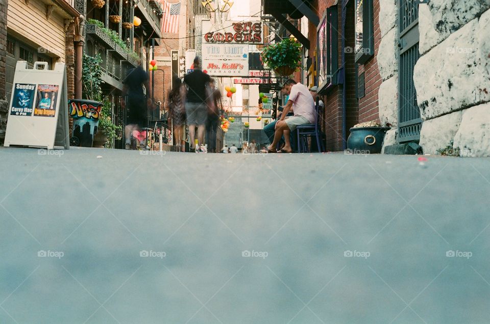 Printer's Alley viewers from the street