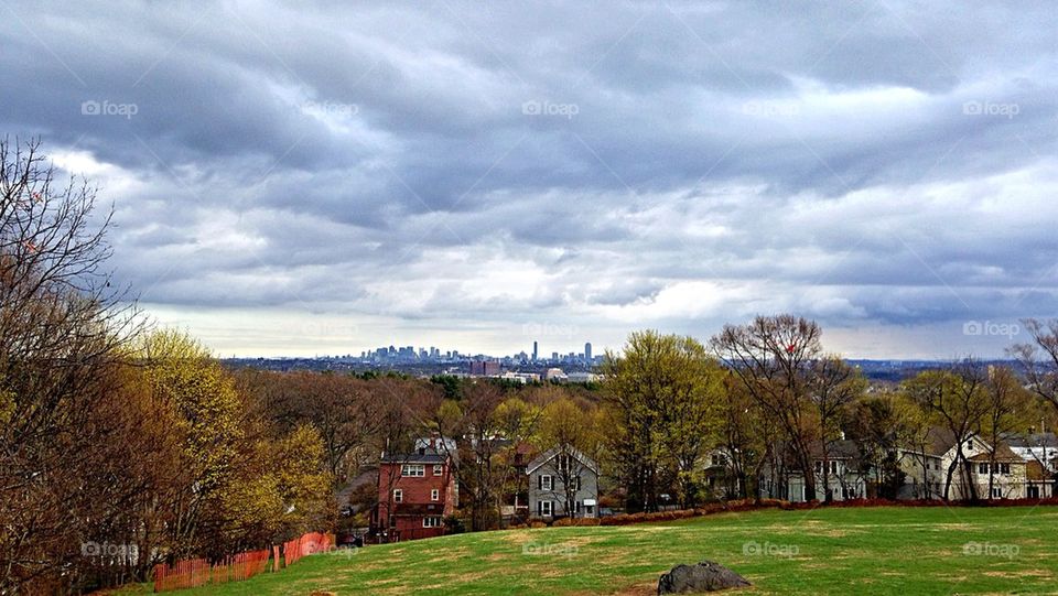 Storm clouds over Boston