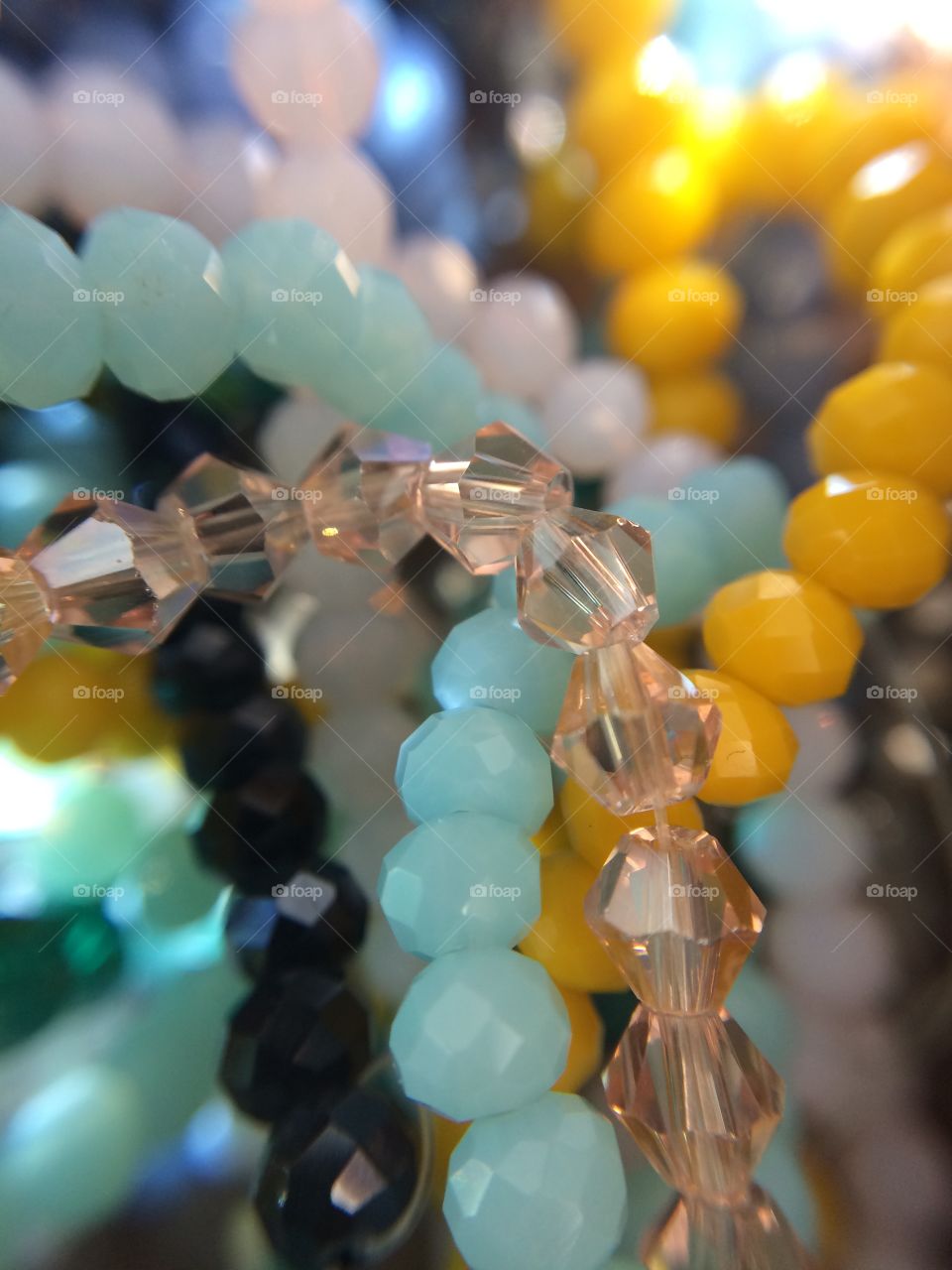 multicolored faceted beads