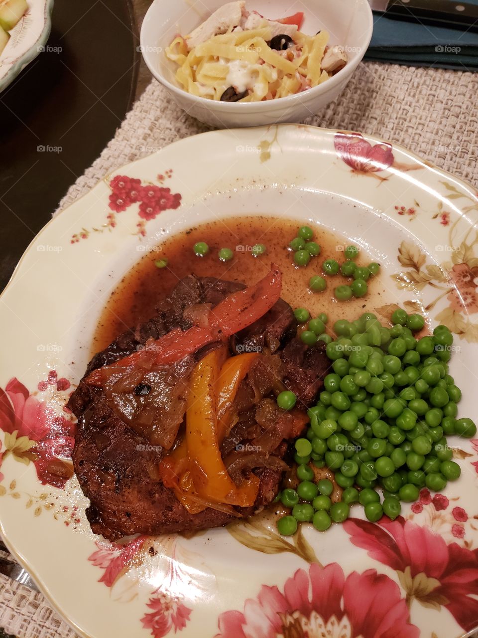 roast beef and peas