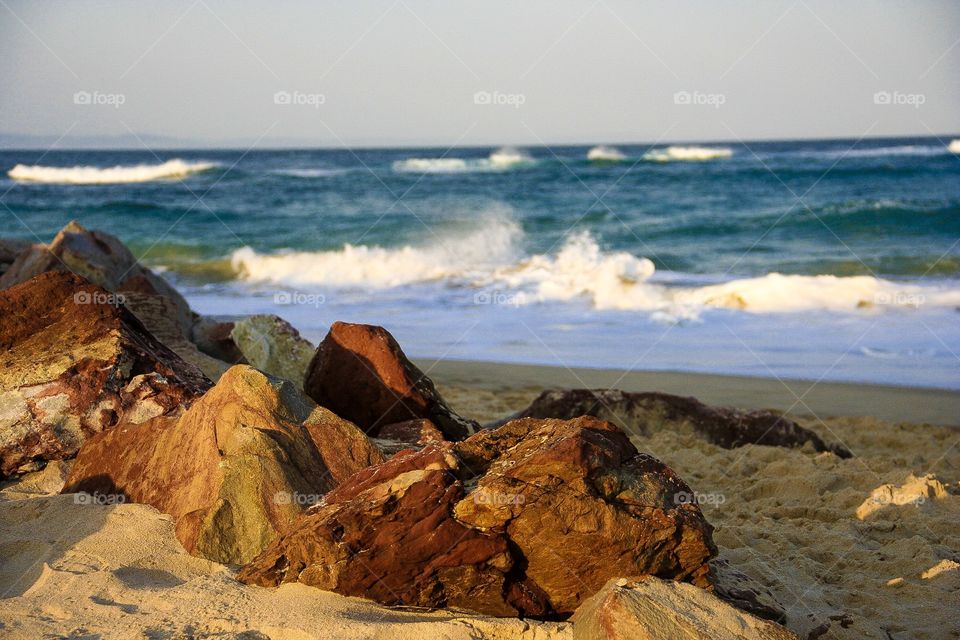 These rocks formed a perfect subject with the waves in the background when we recently visited the coast