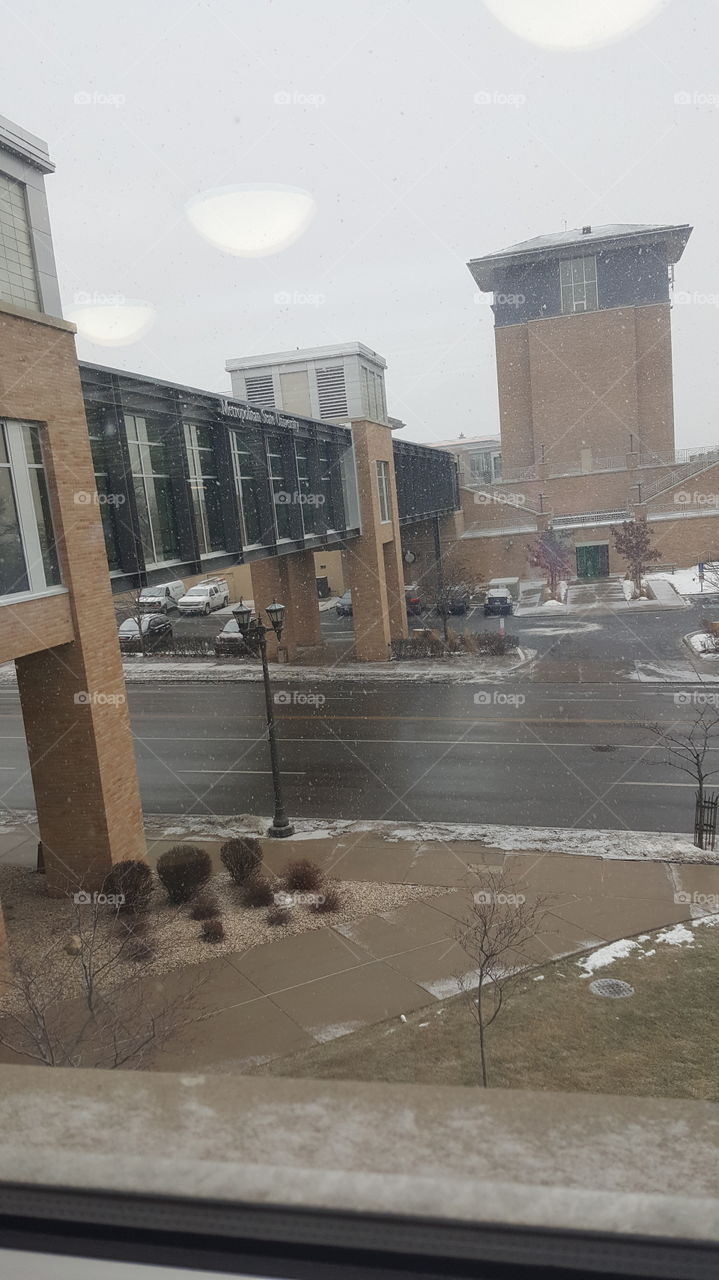 Snowy View of the Skyway at Metro State University St Paul MN