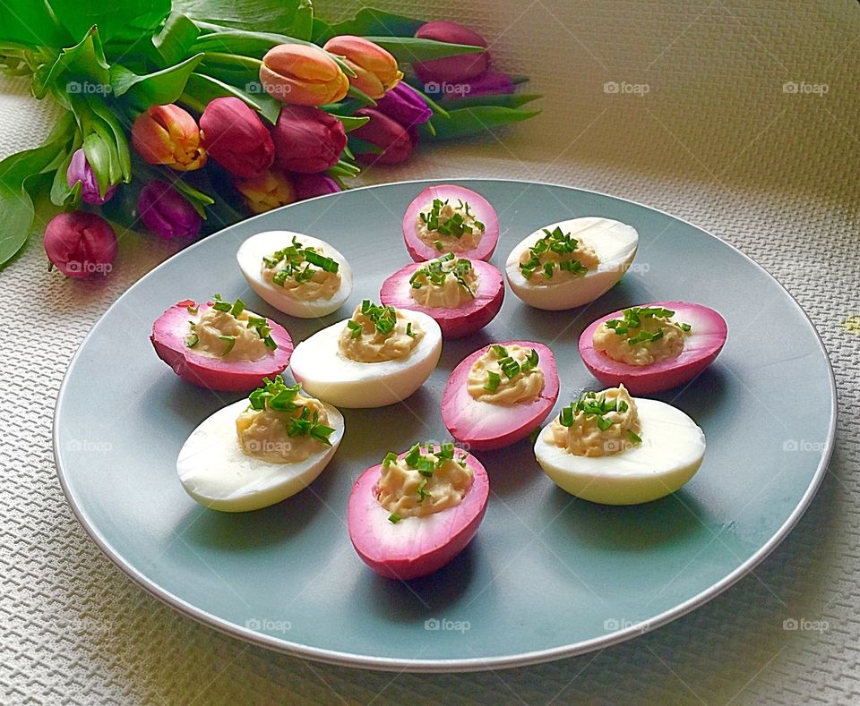 Homemade deviled eggs