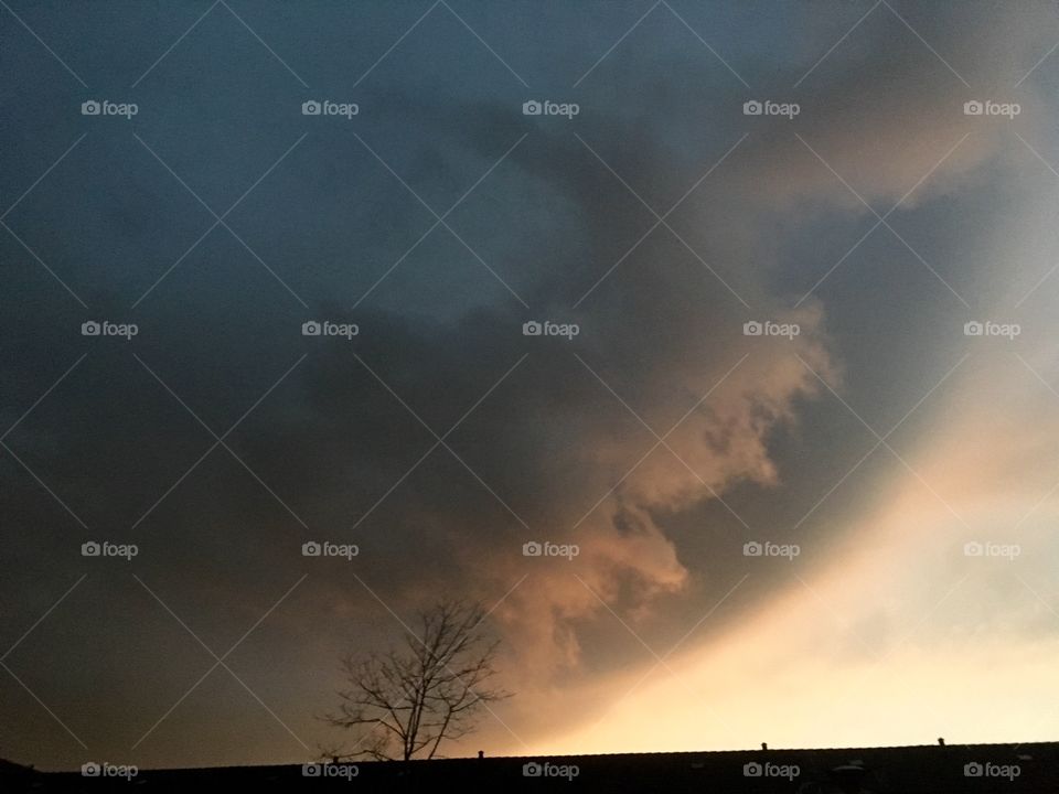 Stormy clouds over landscape