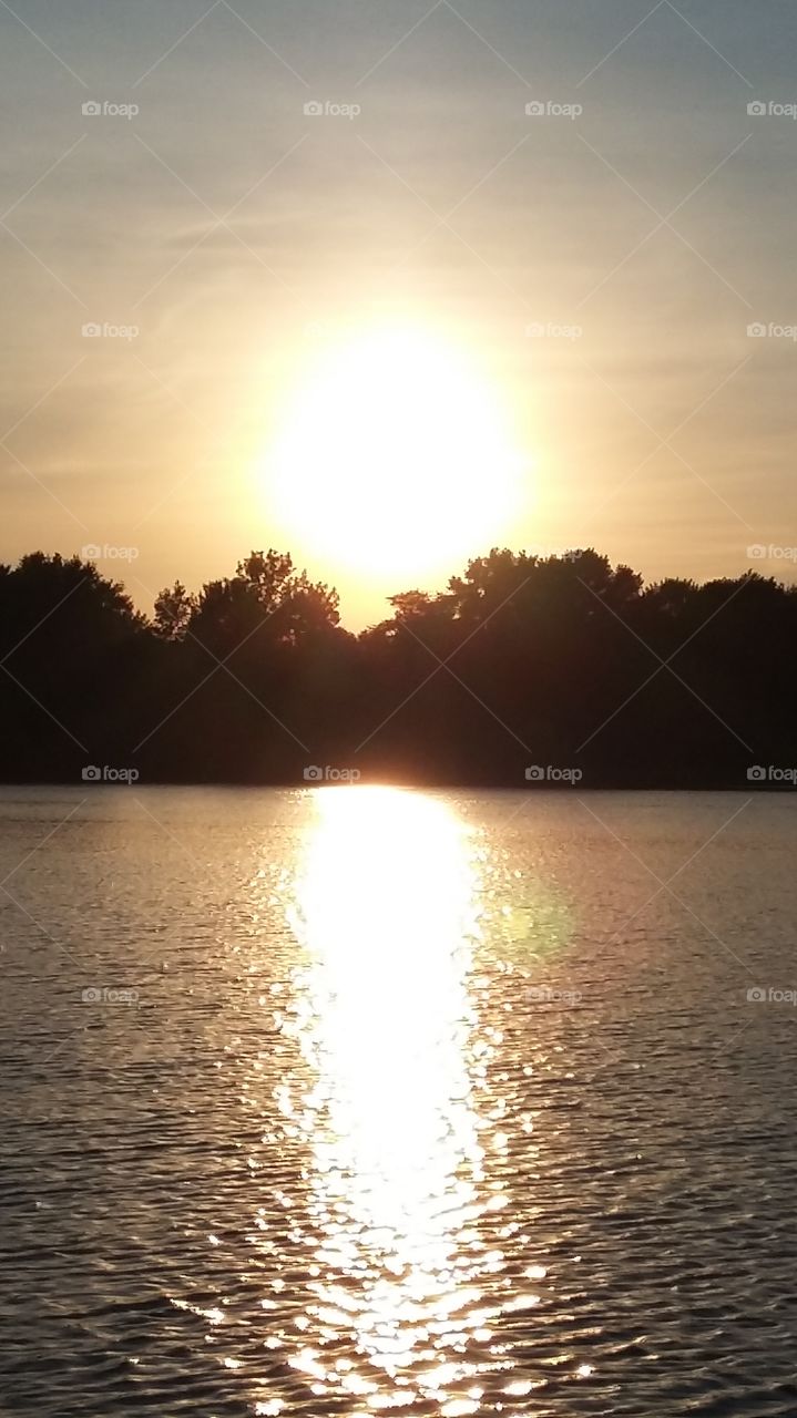 sunset over lake