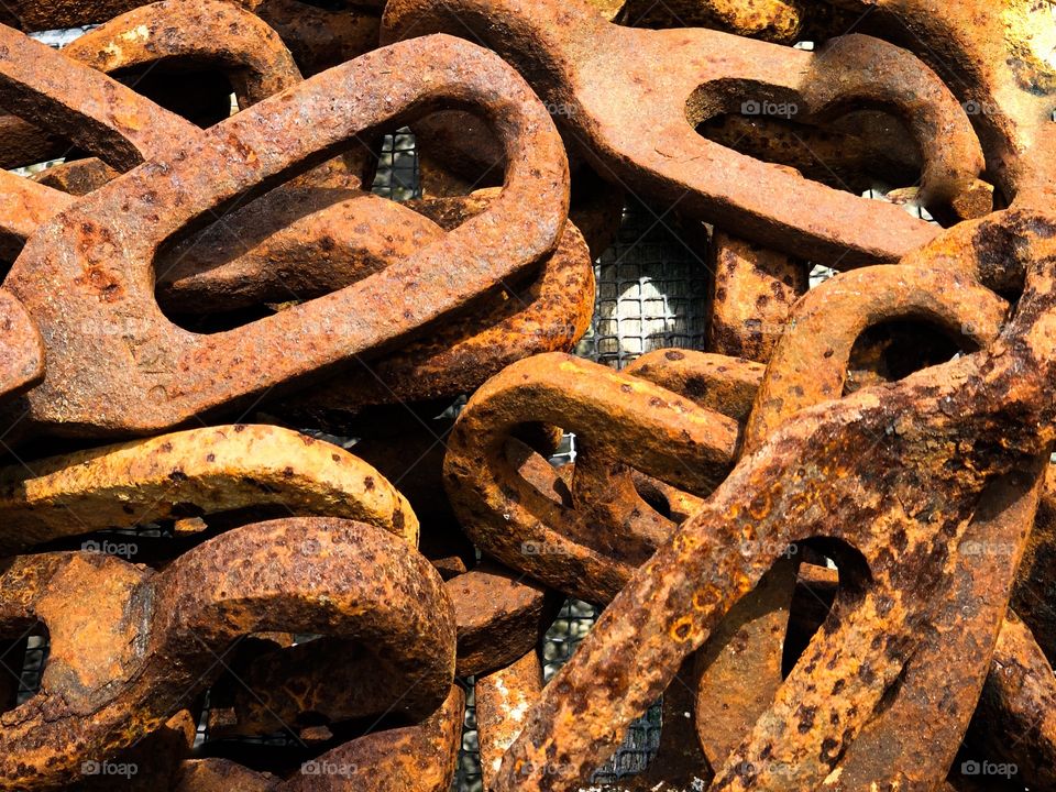 Rusty chain close up