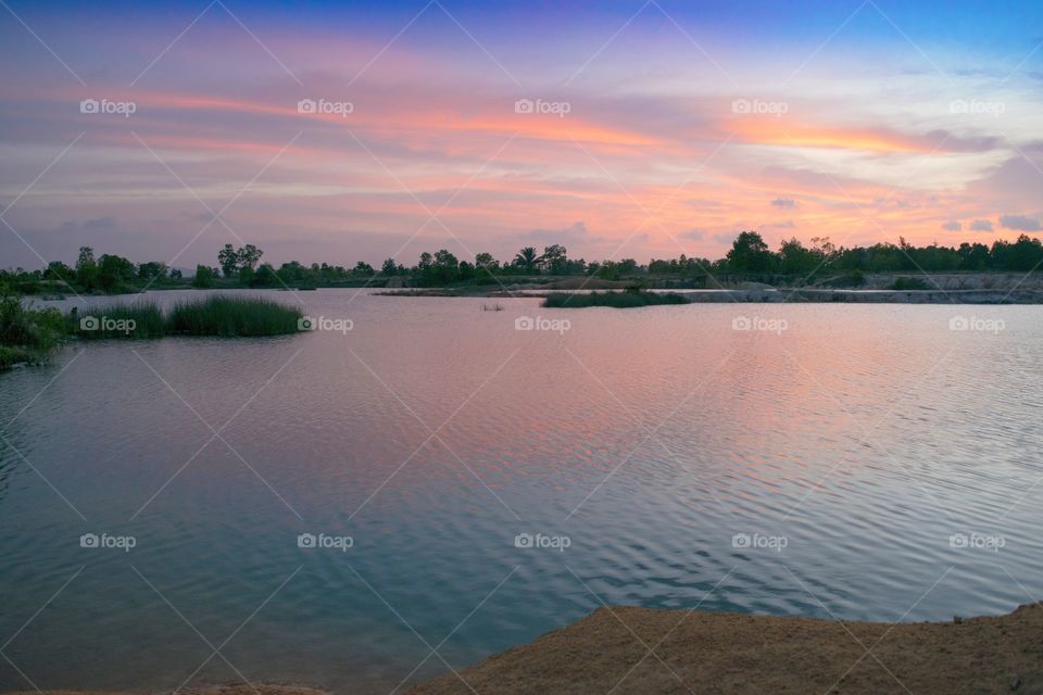 Sunset at the lake side
