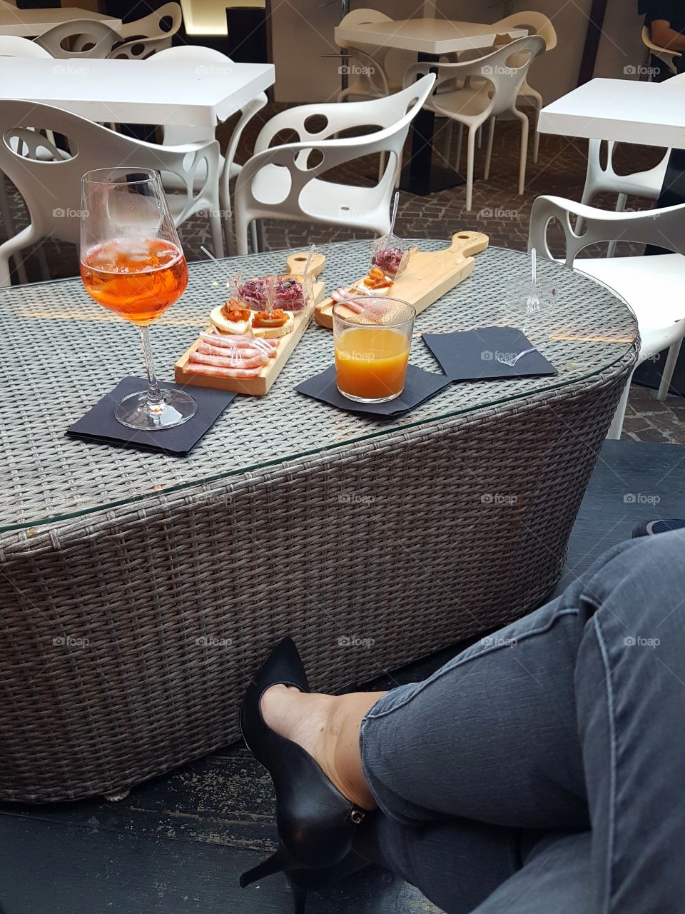 Happy hour with spritz cocktail in Italy
