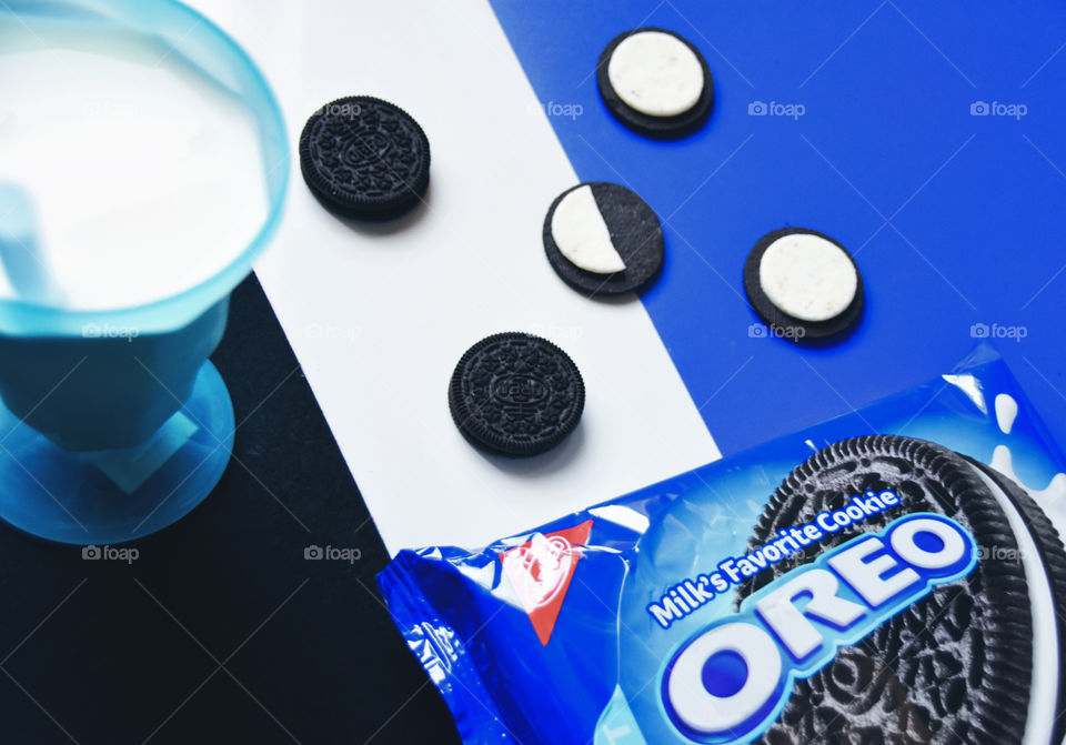 Oreo cookies and milk, tasty