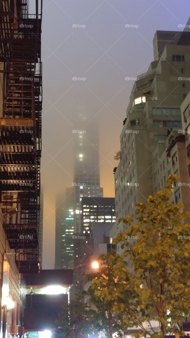 Tallest building cover by fog