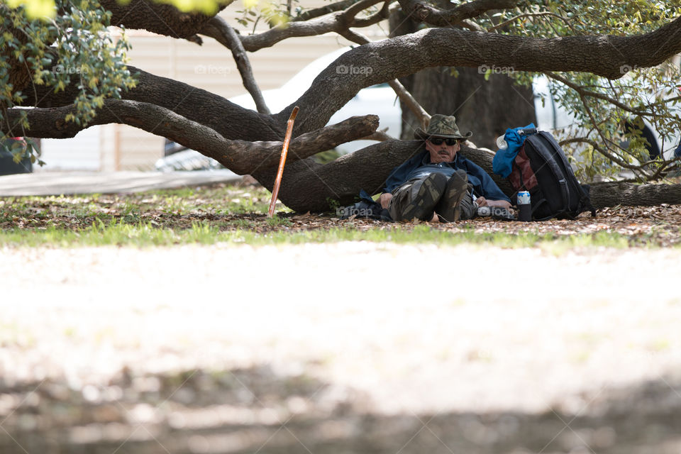 Man sleeping in the park 