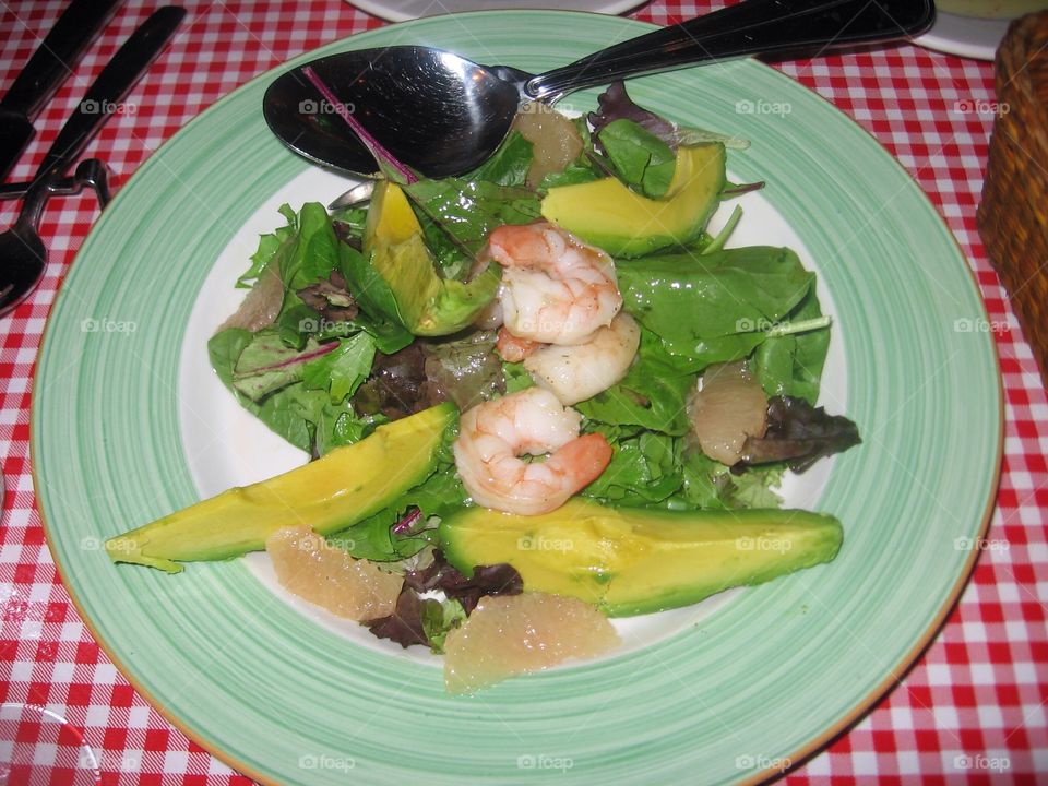 Shrimp & Avocado on Greens