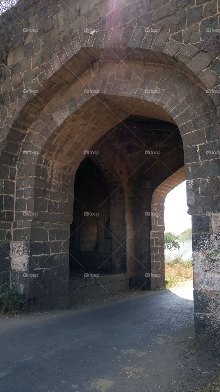 old historical mughal times gate near devgiri fort aurangabad maharashtra india