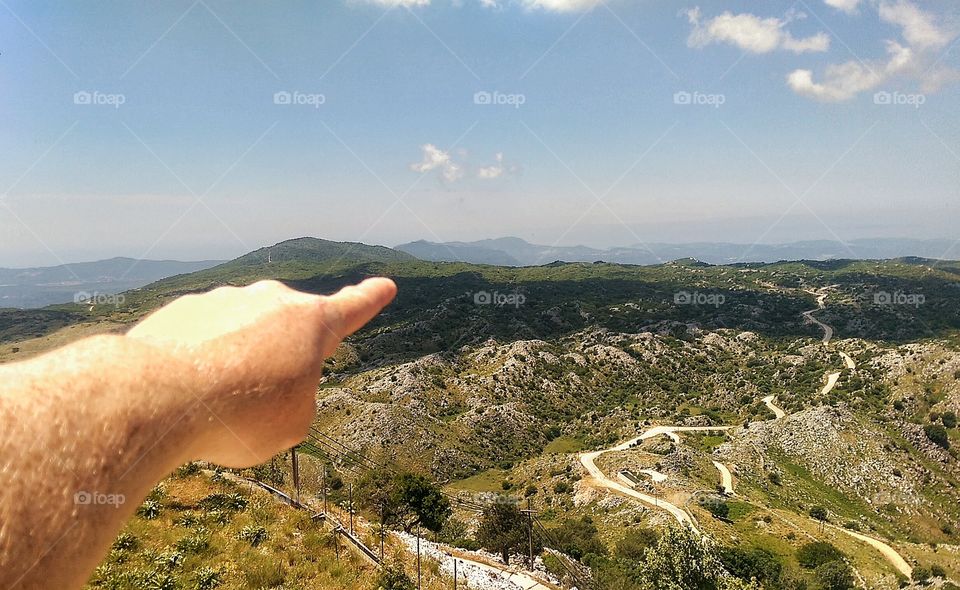 look at that view. mountain in corfu 