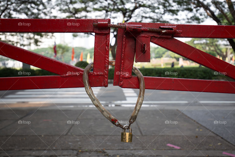 Chain lock fence in the entrance 