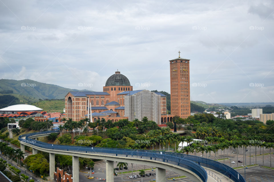 Aparecida do Norte, Sao Paulo, Brazil - july 29, 2015:Tower of the Basilica of Nossa Senhora da Aparecida