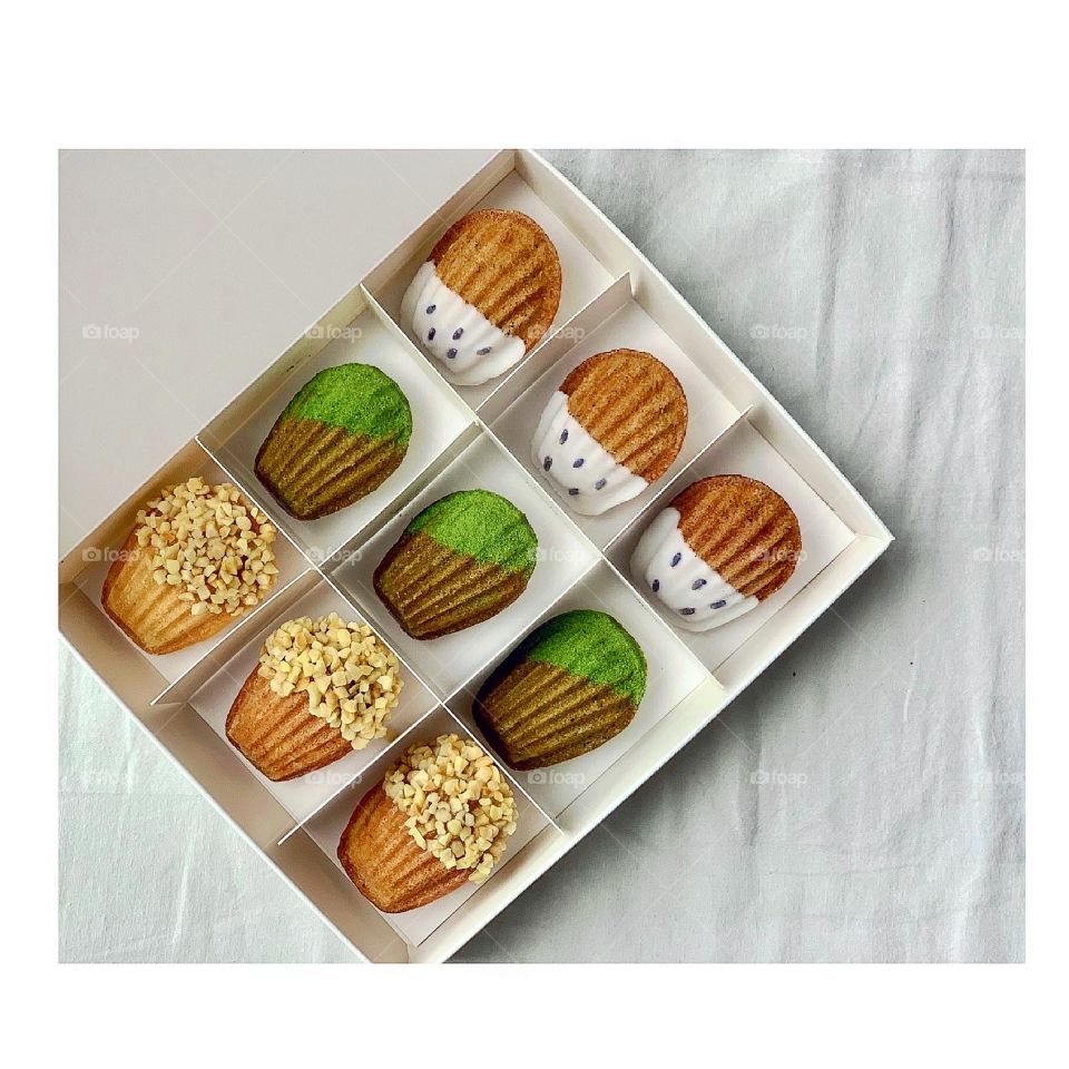 Madeleines are great road trip snacks on the go; in 3 flavours - afternoon earl Grey, old fashioned matcha and all time favourite peanut butter