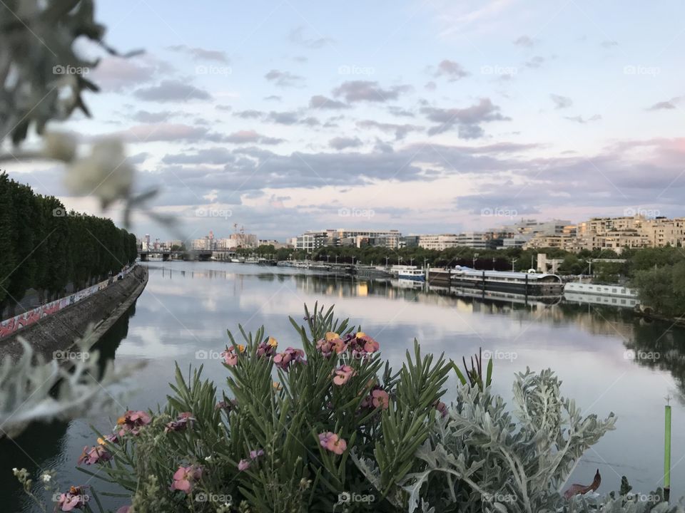 Landscape of the beginning of the spring over the Seine river in Paris 