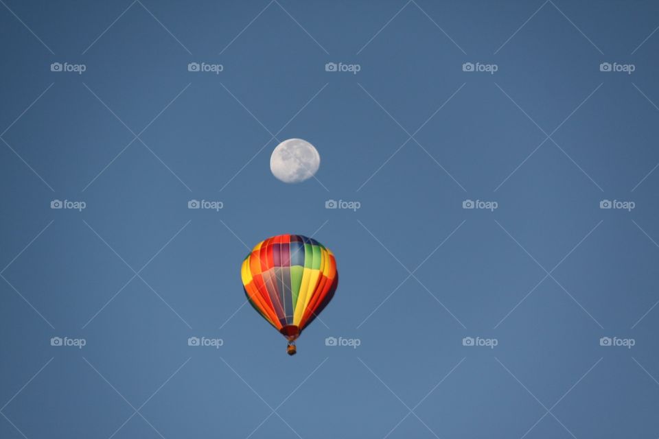 Hot air balloon full moon