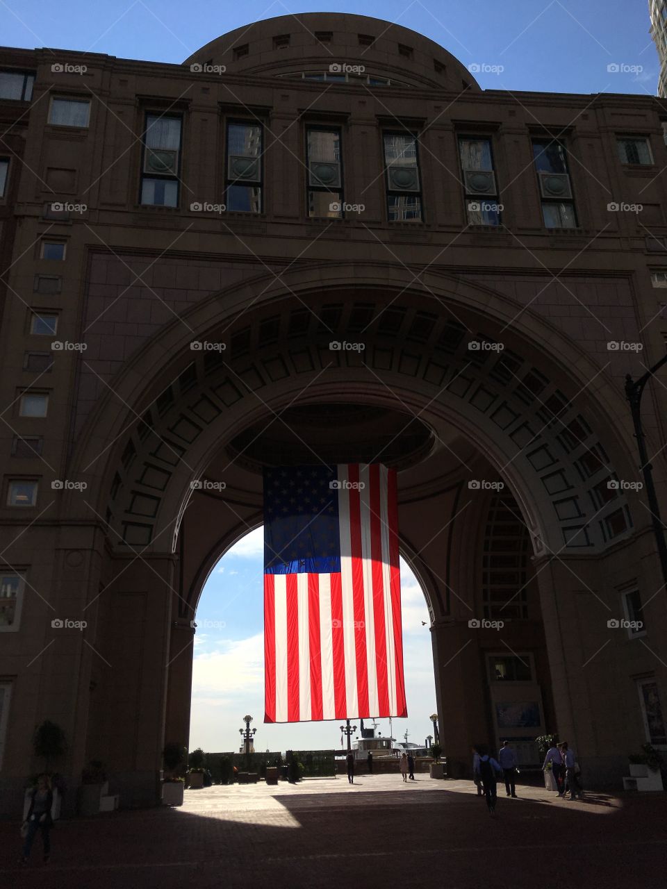 Big American flag - Boston harbor