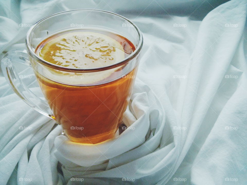 Tea time. Tea cup on white background