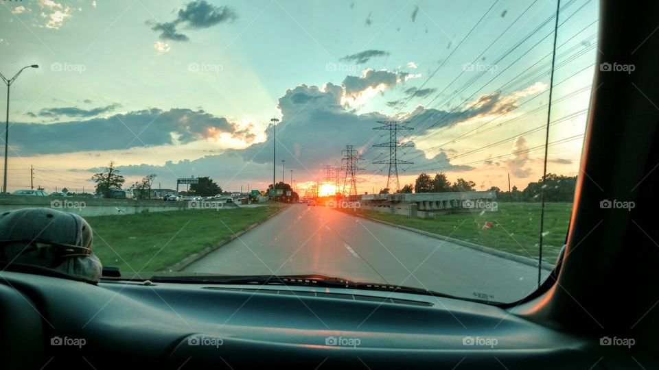Sunset from the passenger seat