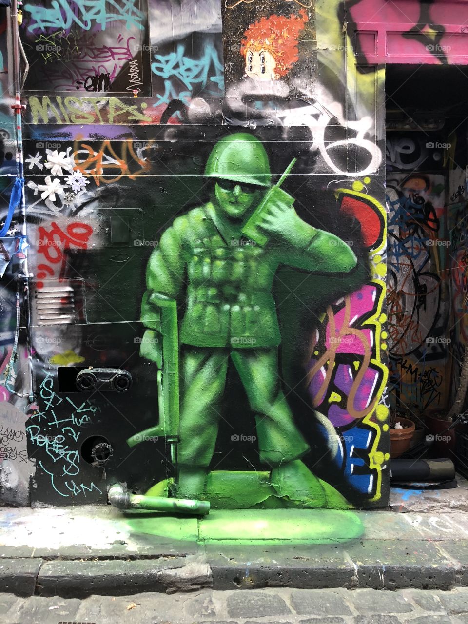 Graffiti street art soldier 