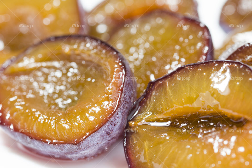 plum juicy  delicious slices,  close up.  summer fruits concept