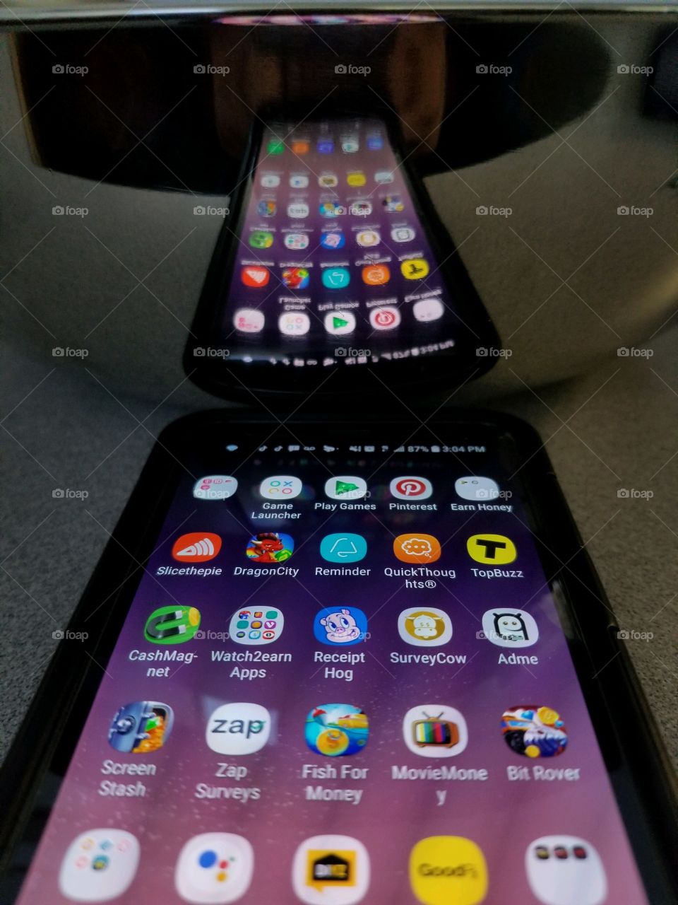 Here we have a reflection shot of a smart phone with many different apps. Refection shots can be fun to take find what you like and enjoy.
